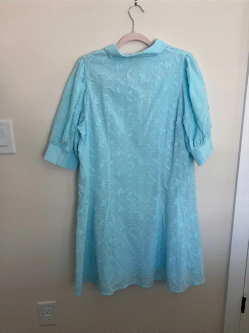 Lilly Pulitzer Light Blue Embroidered Button-Front Midi Dress